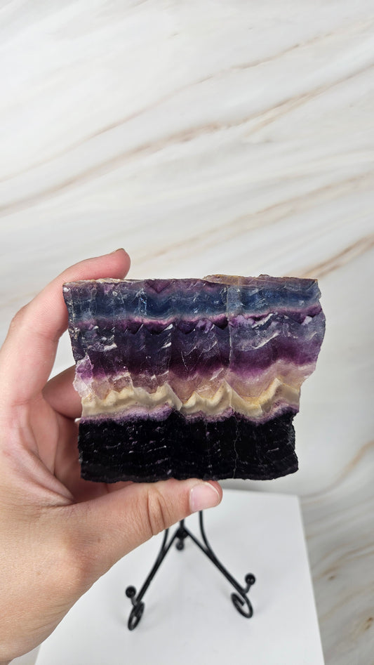 Fluorit Slab mit schwarzem Ständer (25f)