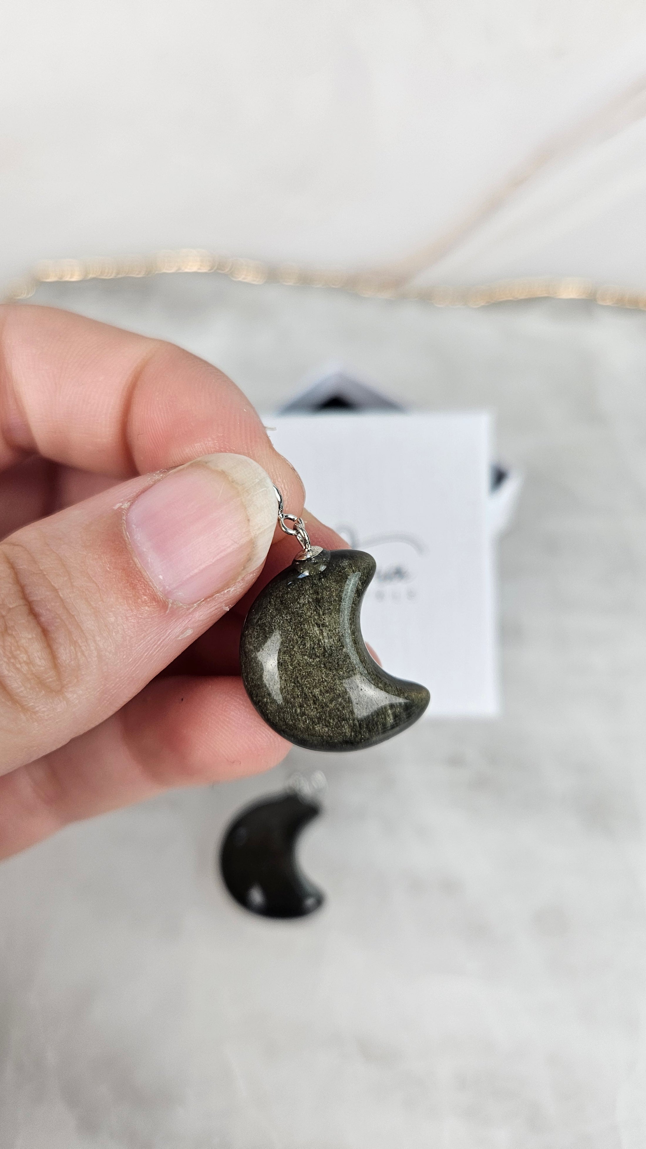 925 Silber Goldobsidian Mond Kettenanhänger (17ogm)