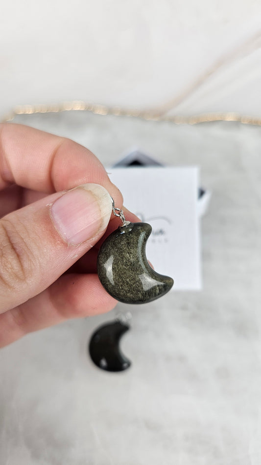 925 Silber Goldobsidian Mond Kettenanhänger (17ogm)