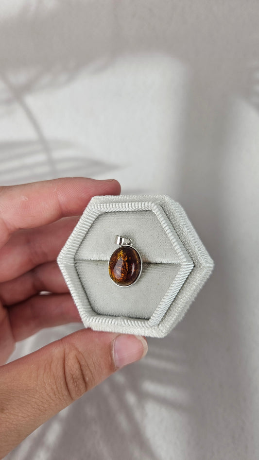925 Silber Bernstein Anhänger Dunkel (35ber)
