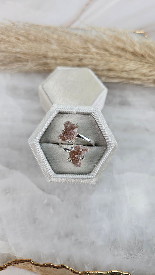 Druzy Amethyst Mond Ring in Silber & Rosé (39bv)