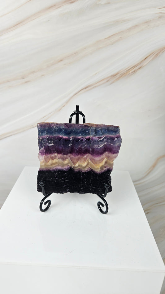 Fluorit Slab mit schwarzem Ständer (25f)