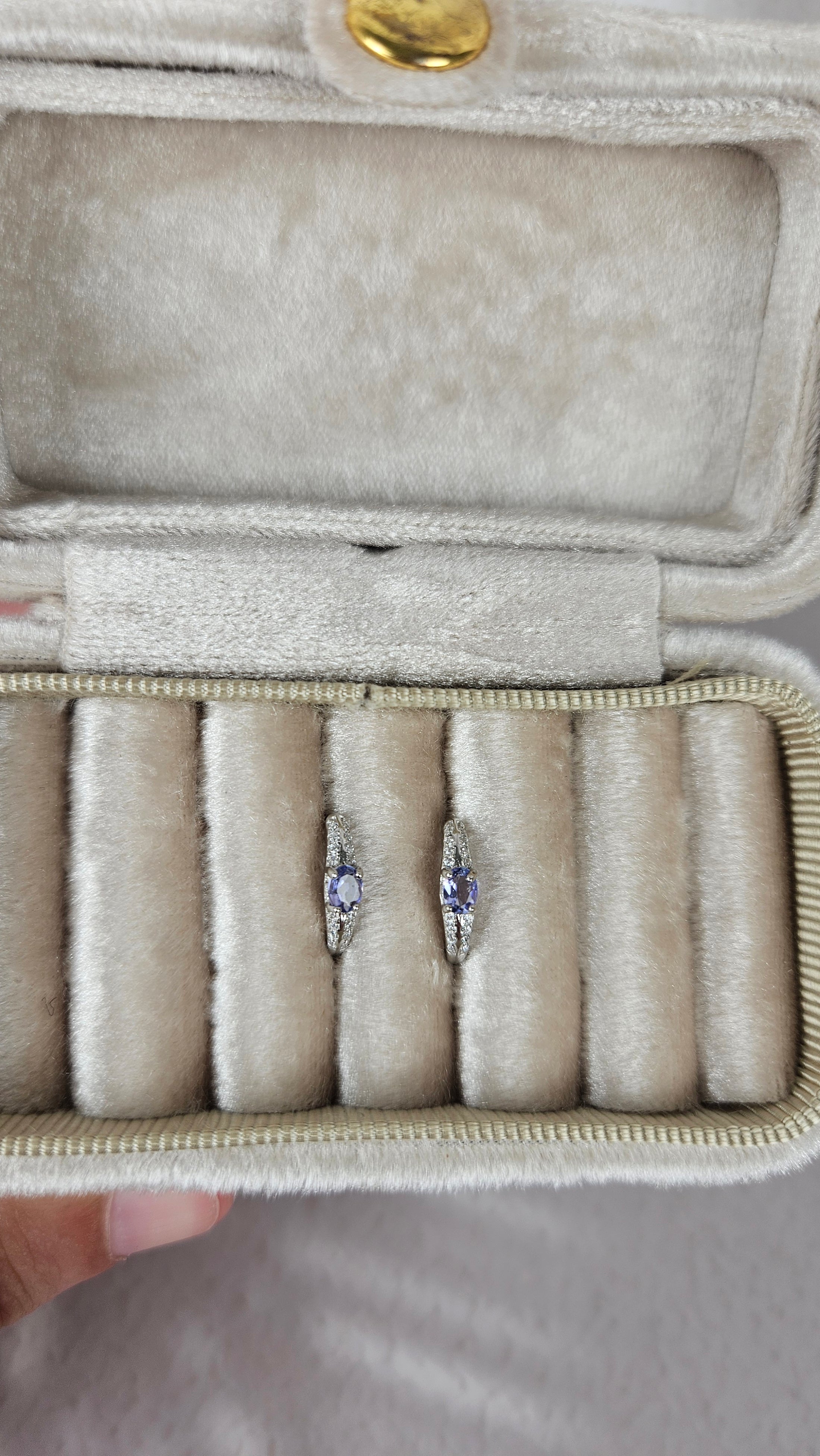 925 Silber Tansanit Creolen mit Zirkonen (31uu)