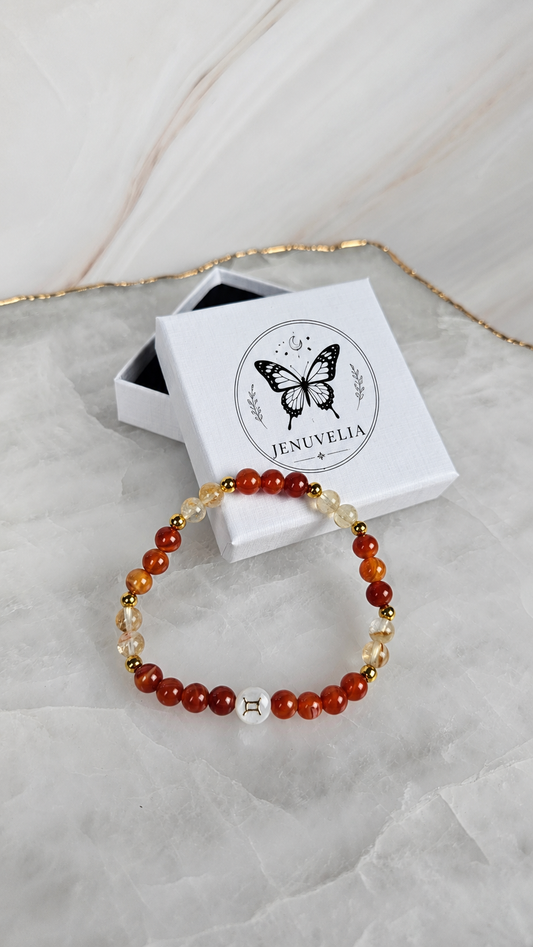 ZWILLINGE ♊️ - Sternzeichen Armband mit Karneol und Citrin