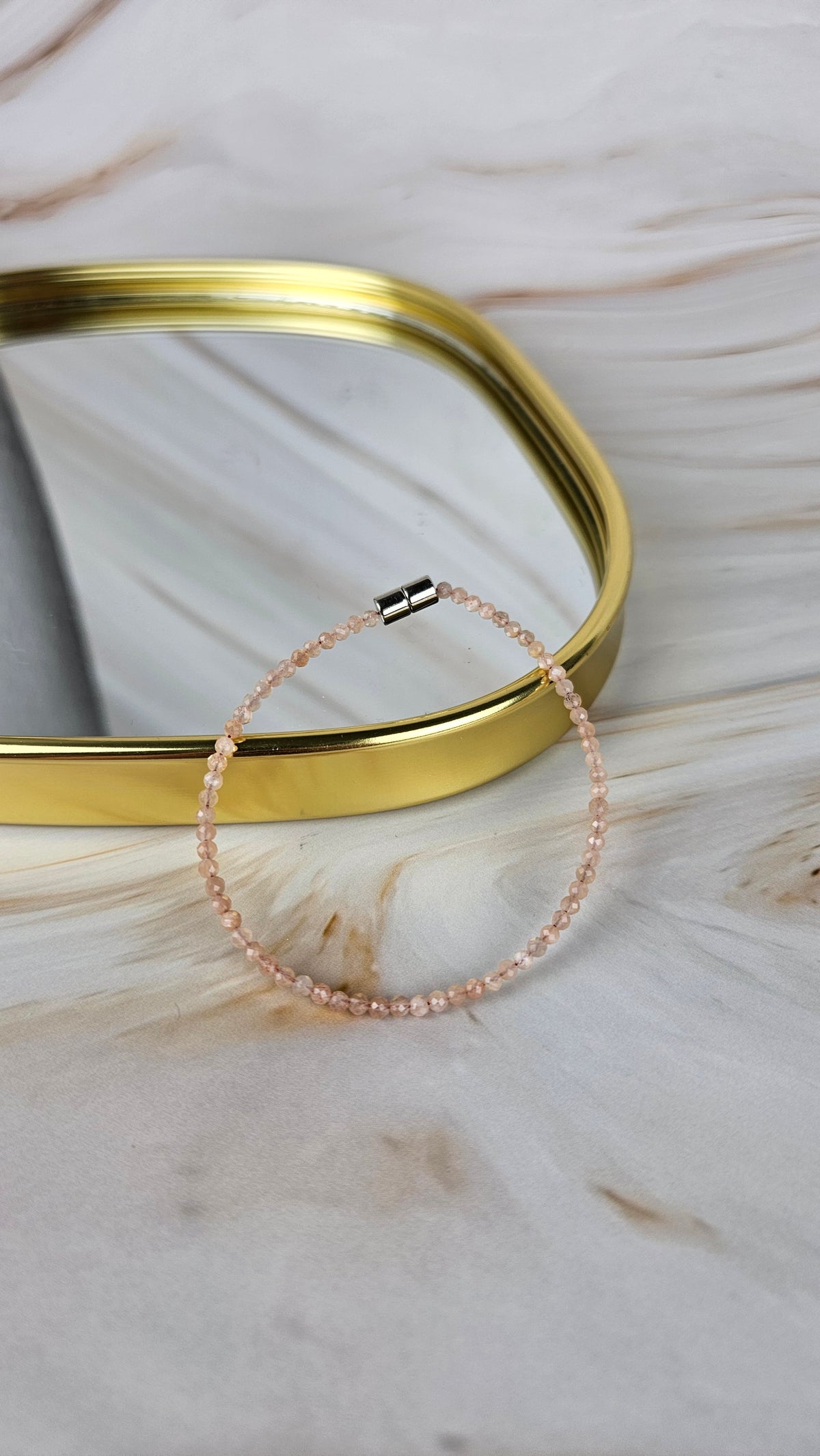 Faccetiertes Pfirsich Mondstein Armband mit Magnetverschluss (19pfo)