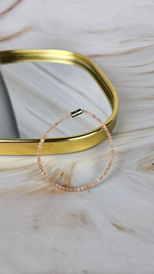 Faccetiertes Pfirsich Mondstein Armband mit Magnetverschluss (19pfo)