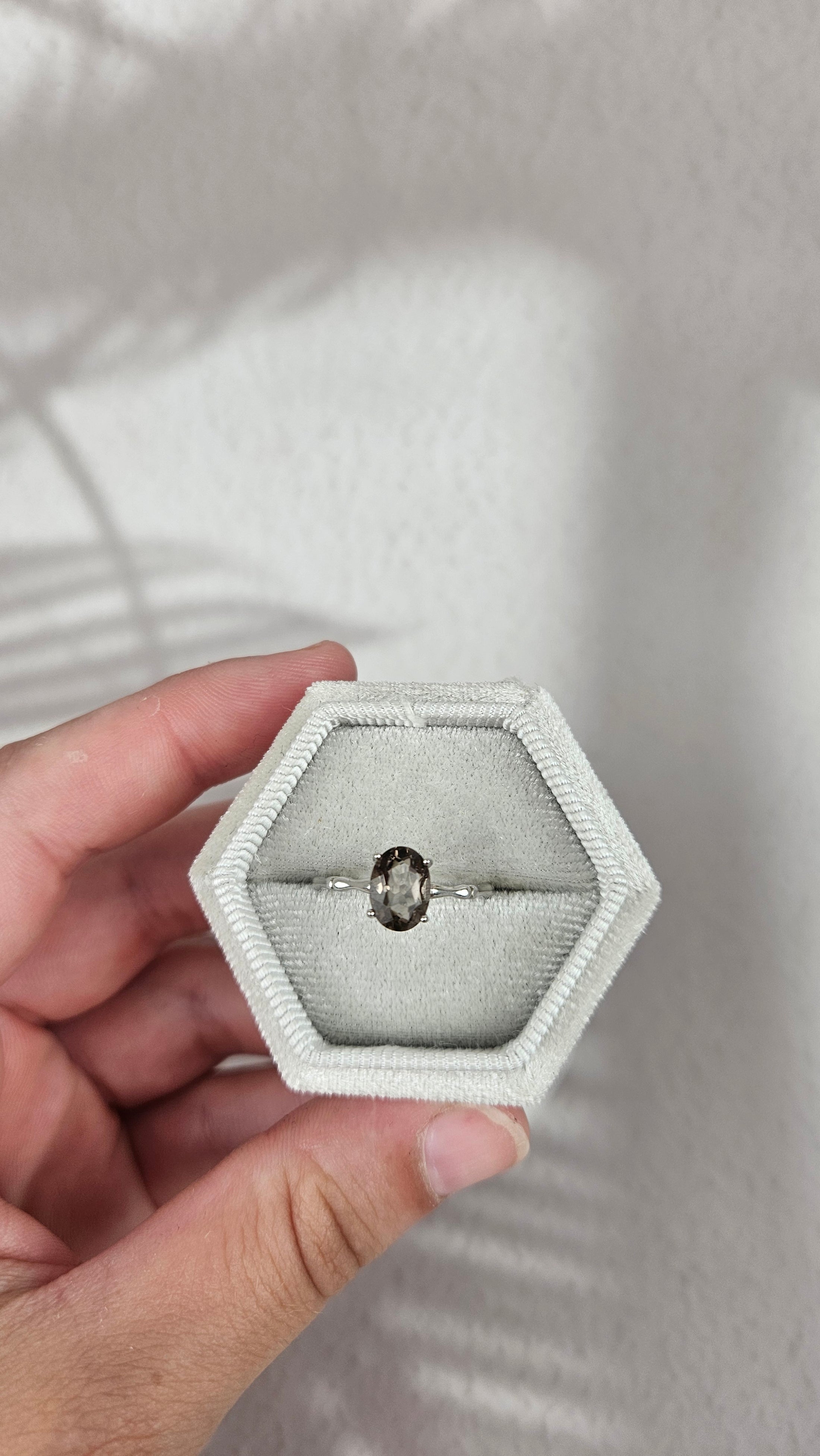 925 Silber Rauchquarz Ring (39ra)