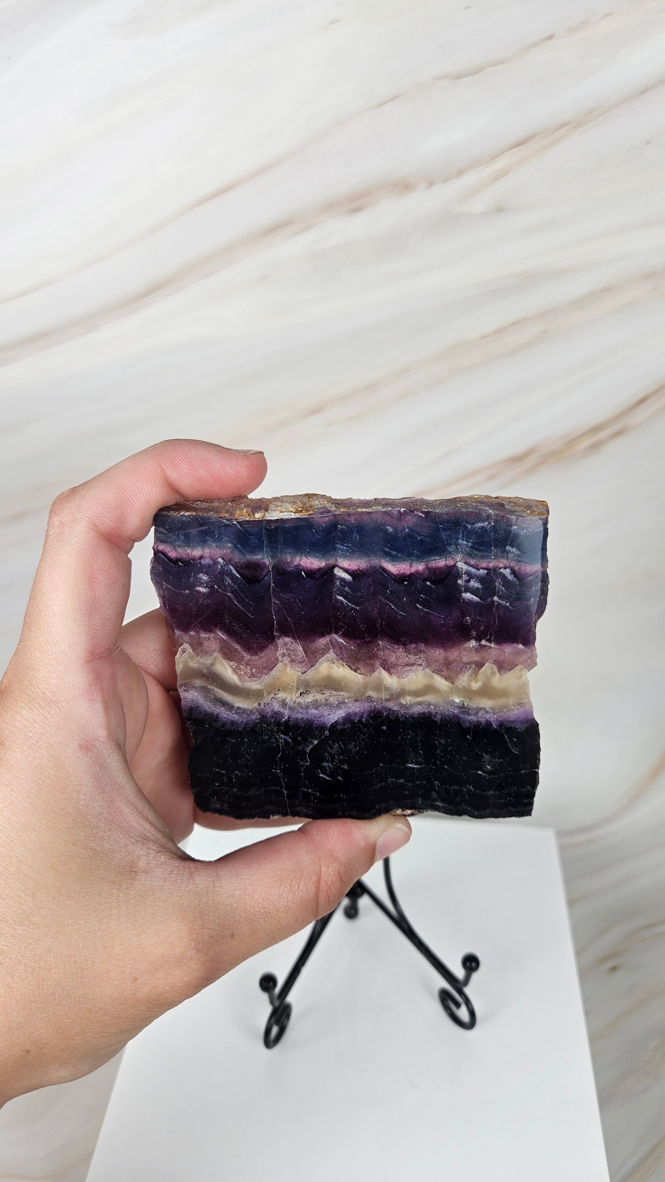 Fluorit Slab mit schwarzem Ständer (25f)