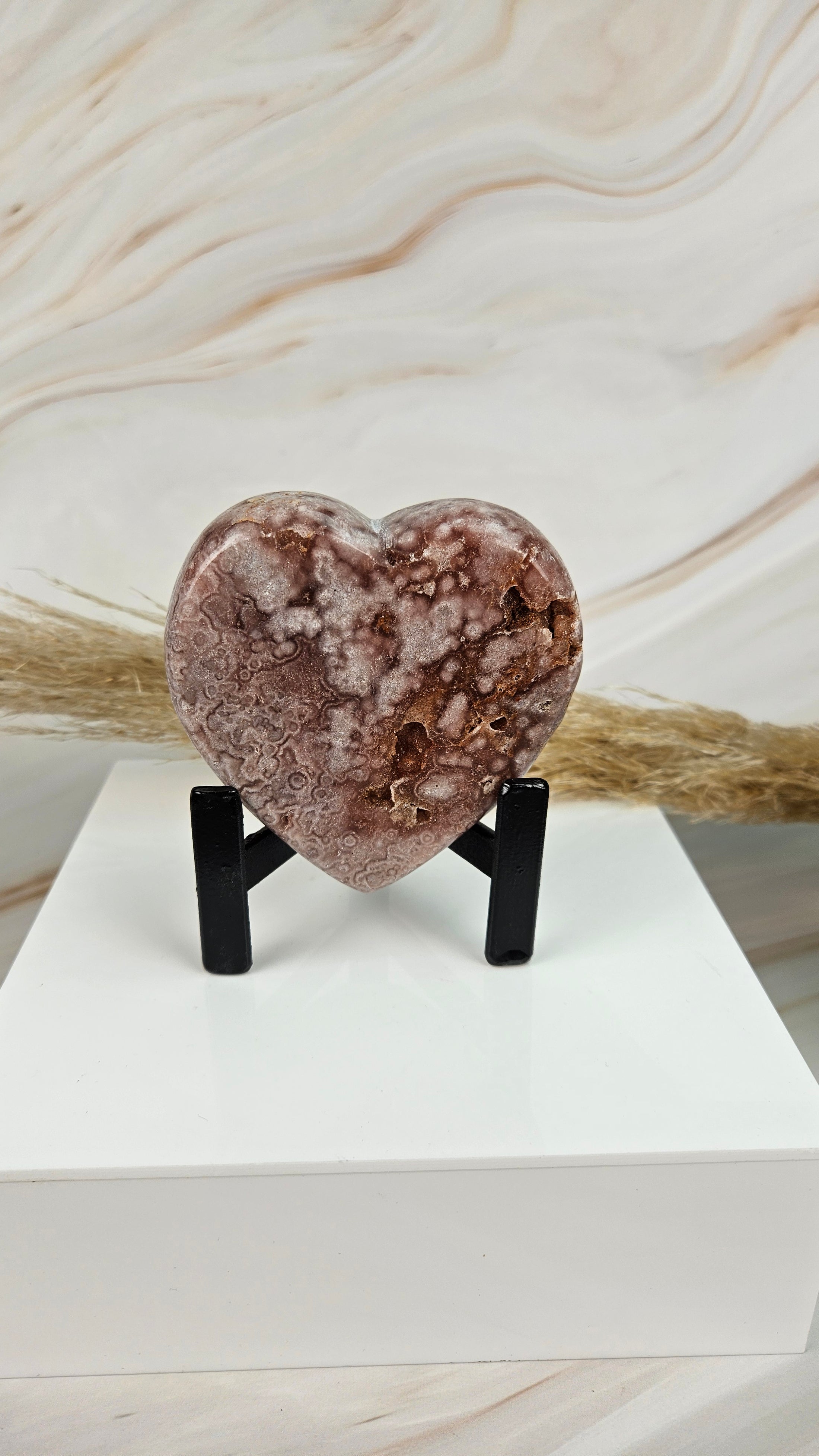 Druzy Pink Amethyst Herz mit Stand (49kk)