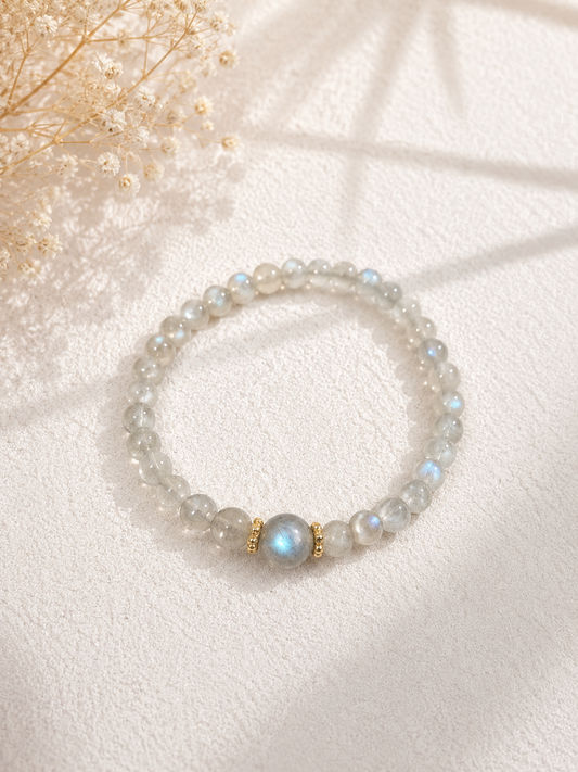 Labradorit Kugelarmband mit Gold Details (20lrd)