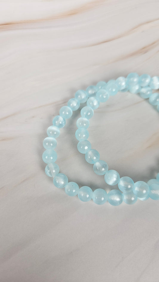 Selenit Kugelarmband in Blau (14seb)