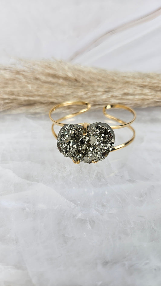 Pyrit Armreif Herz in Gold (40zzl)