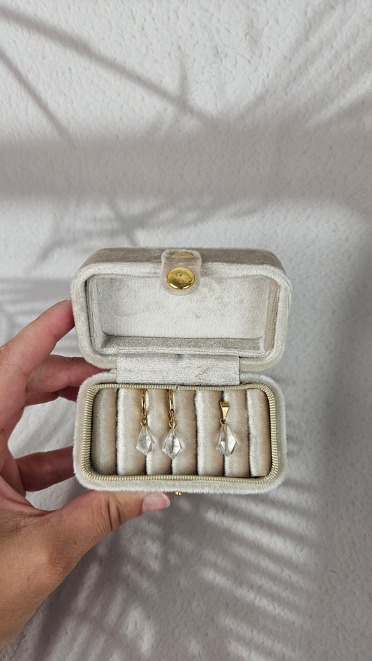 Diamant Creolen und Anhänger Set in Bergkristall und Gold (32cb)