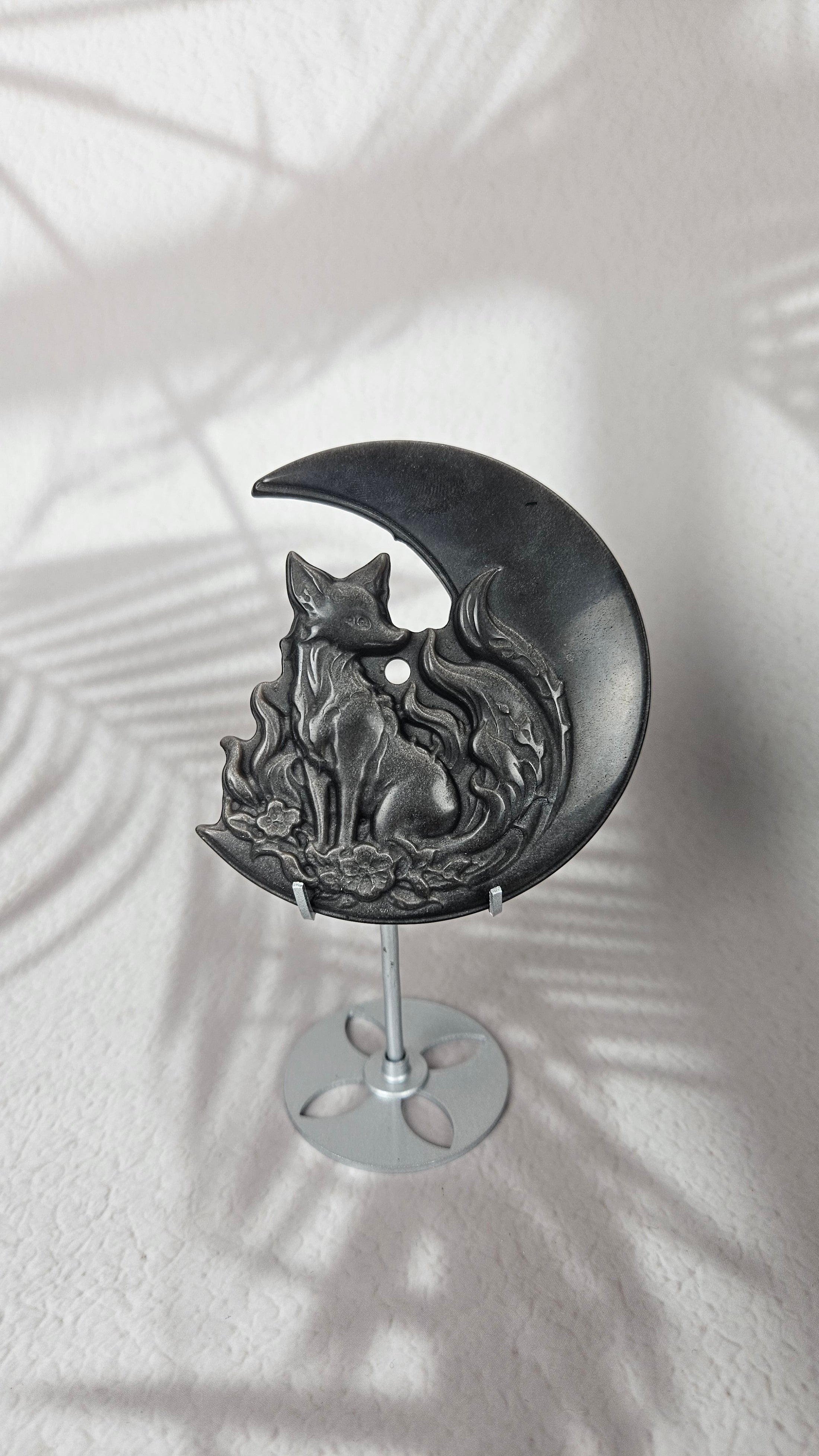 Silber Obsidian Fuchs mit Mond (30fux)
