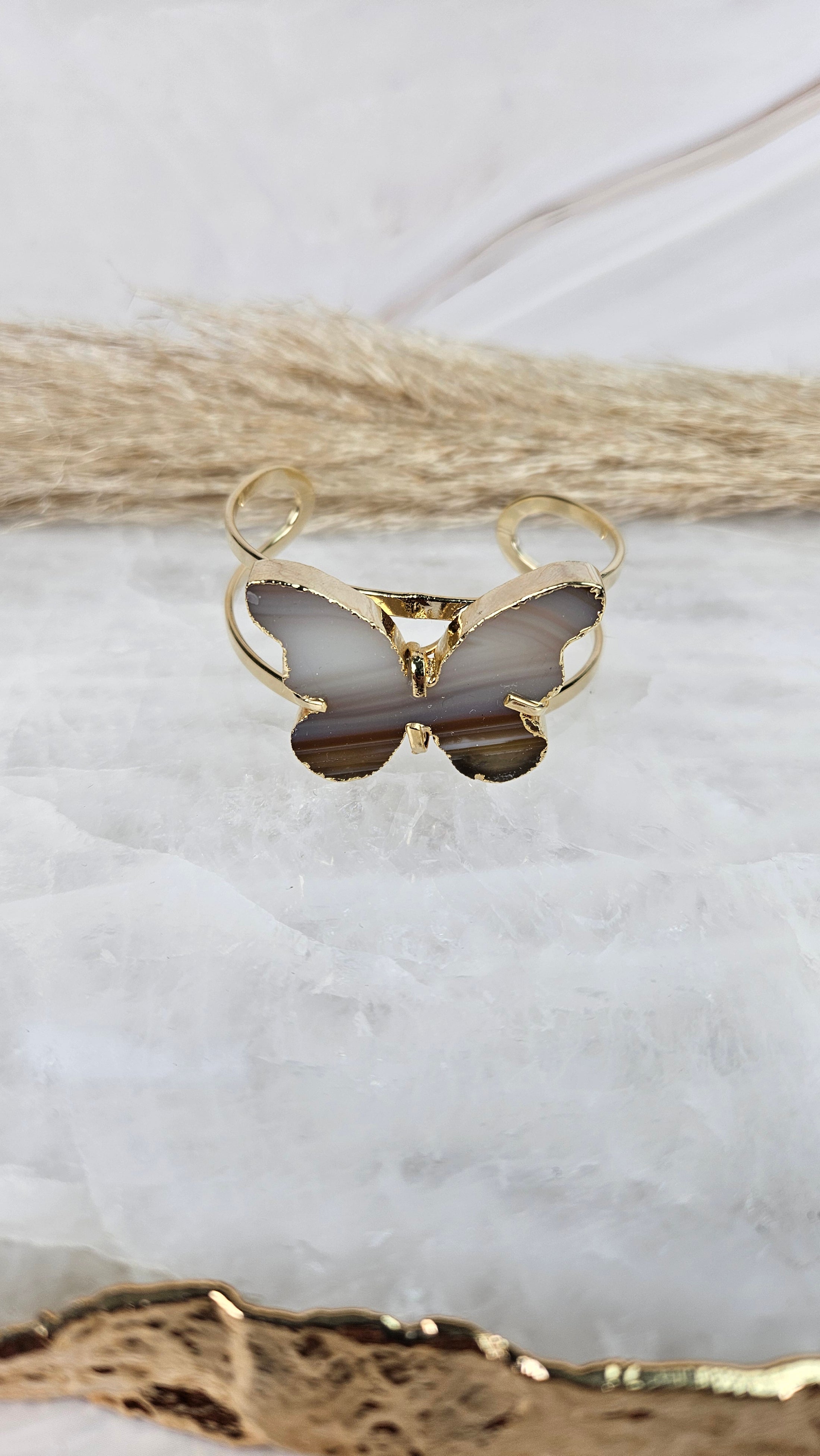 Achat Schmetterling Armreif in Gold (45uus)