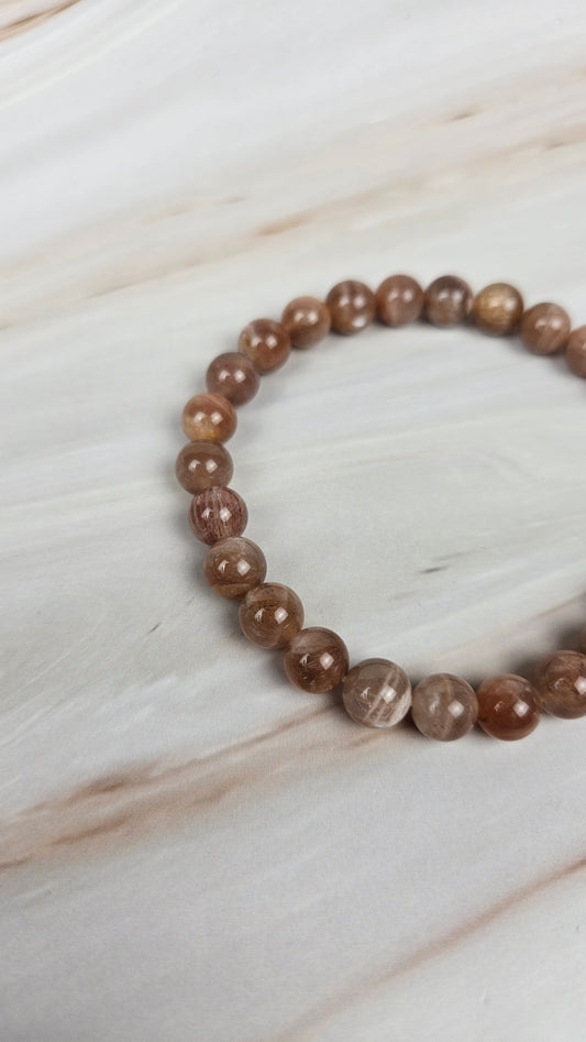 Pfirsich Mondstein Kugelarmband (16ppo)