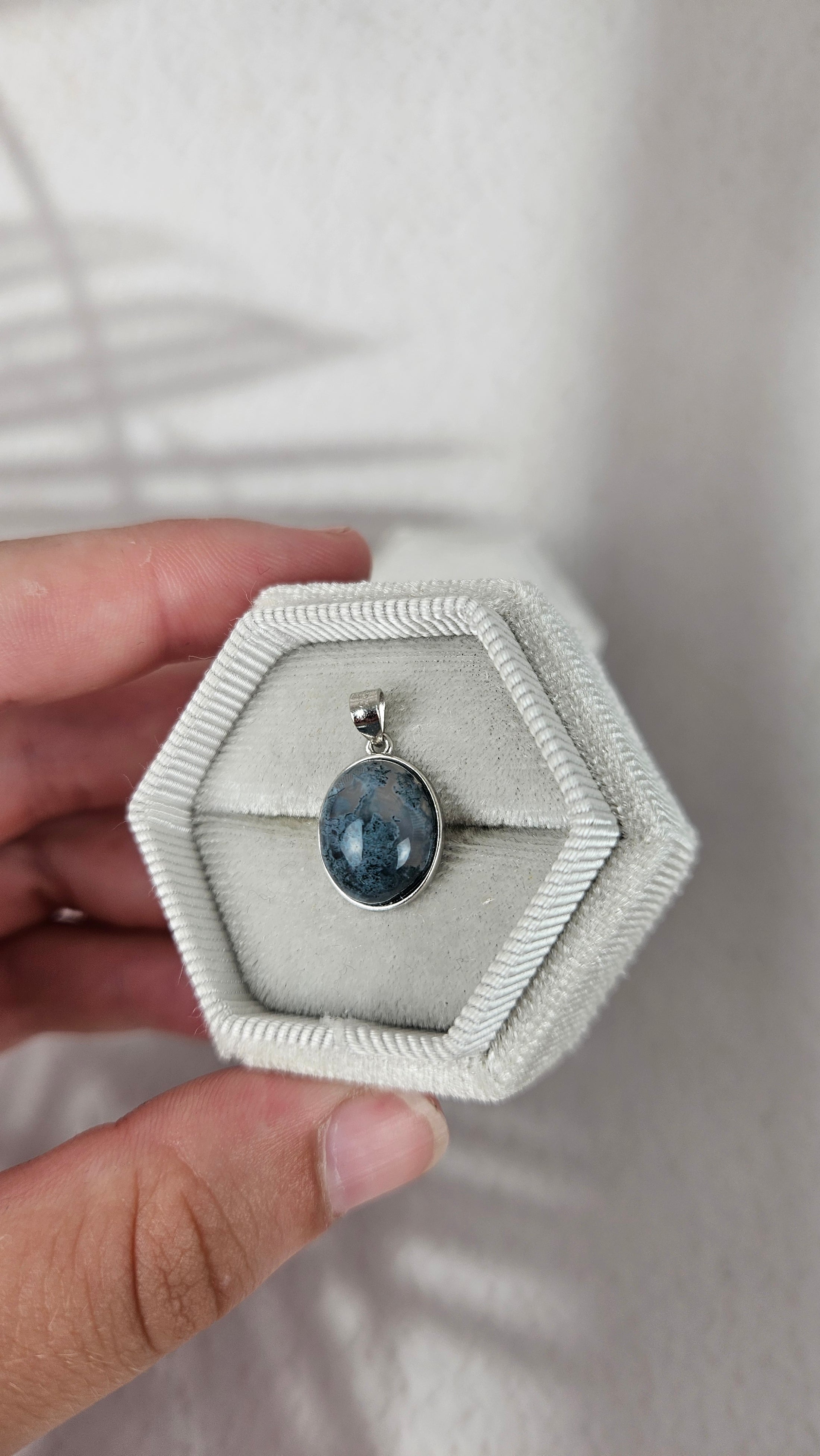 925 Silber Moosachat Anhänger (29mos)