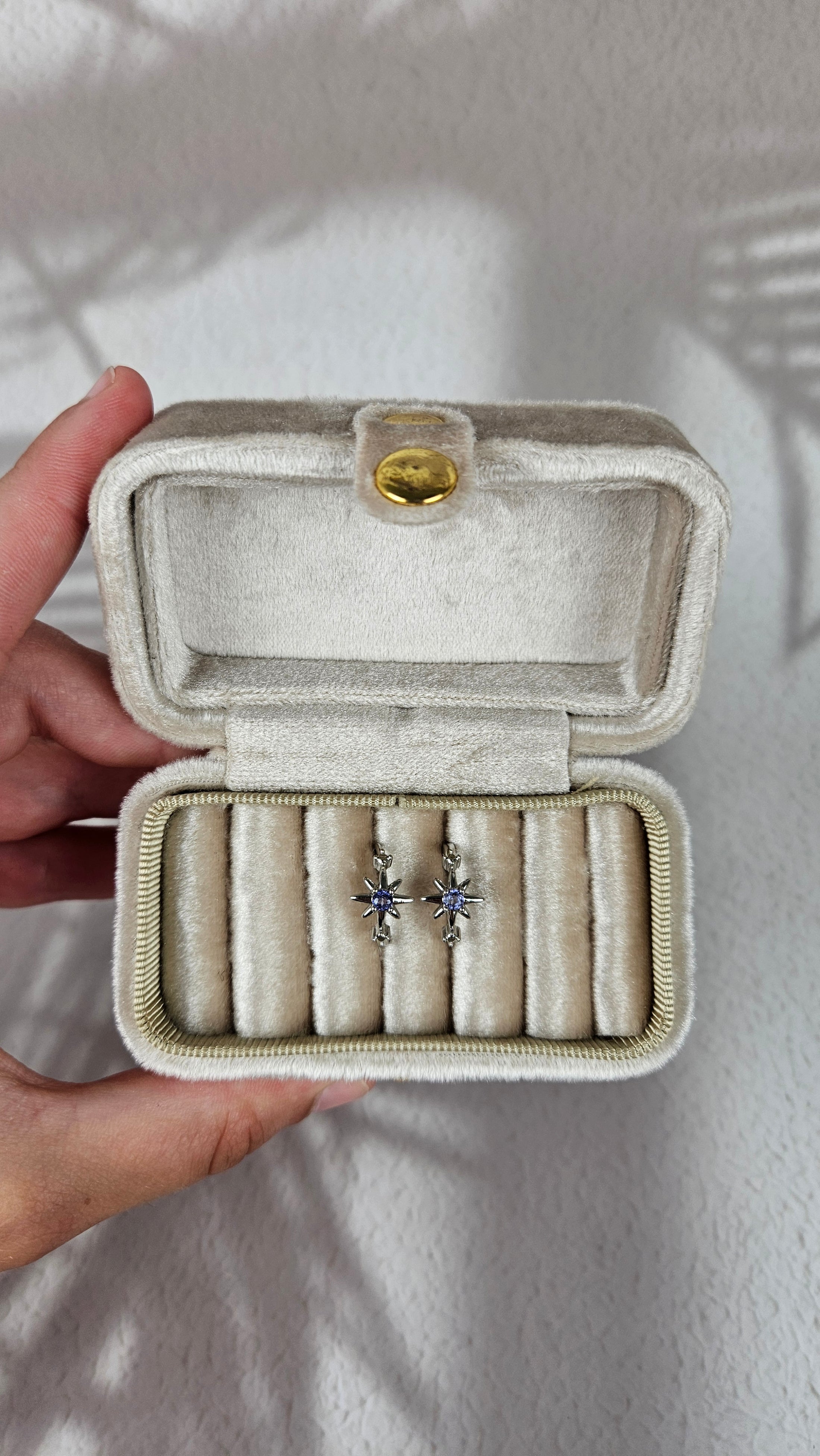 925 Silber Tansanit Creolen mit Sternen (19tans)