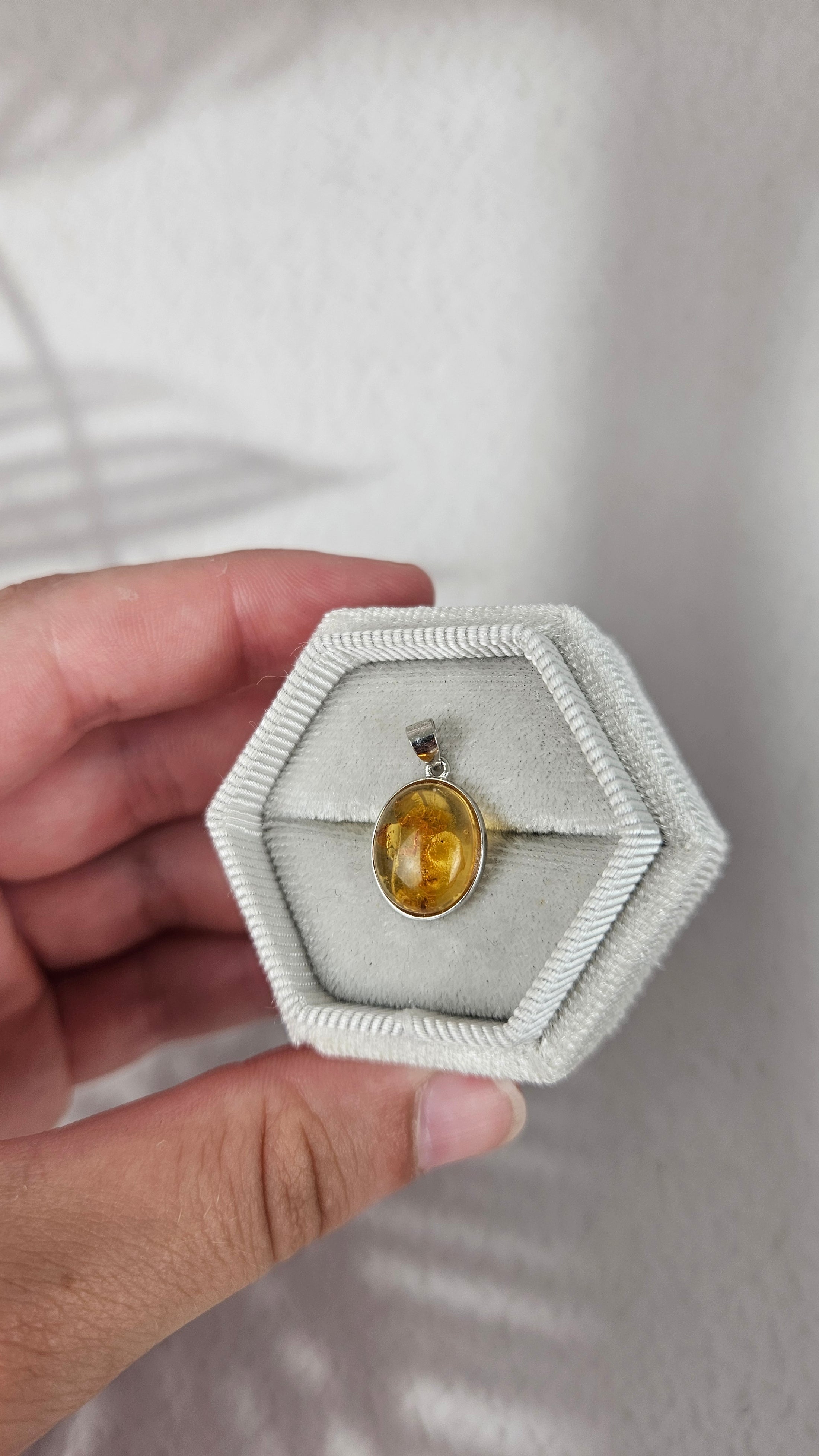 925 Silber Bernstein Anhänger Hell (35beh)