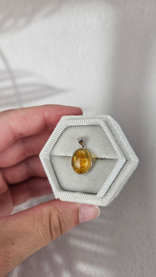 925 Silber Bernstein Anhänger Hell (35beh)