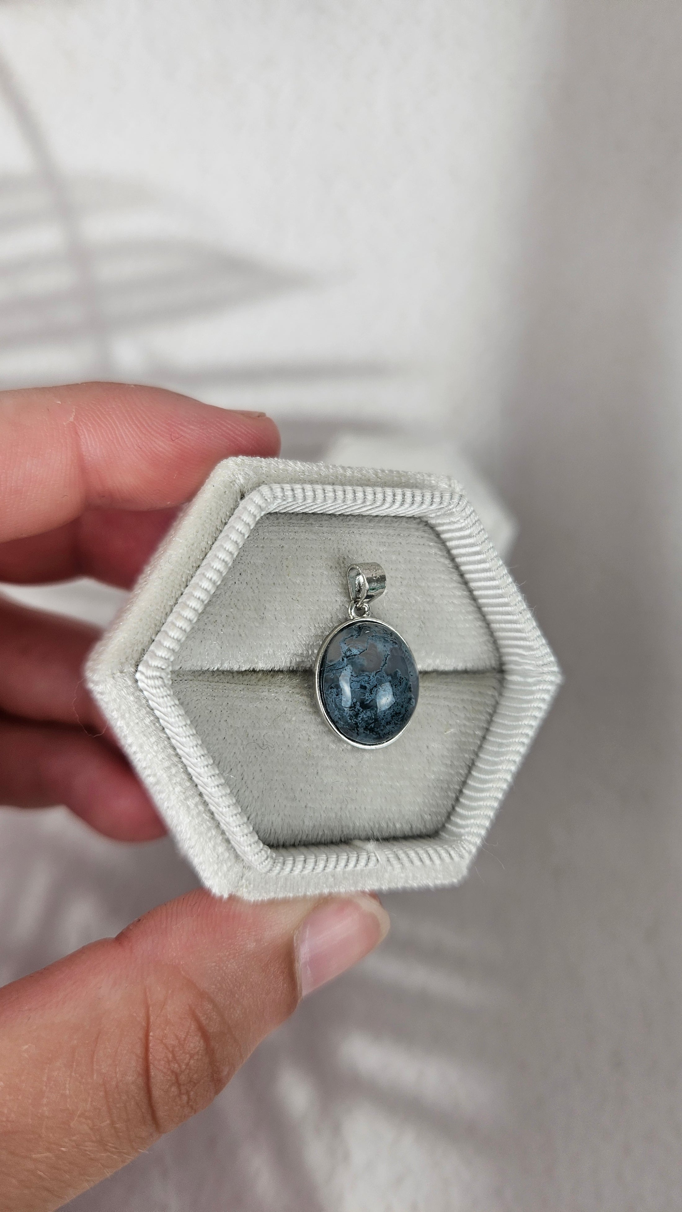 925 Silber Moosachat Anhänger (29mos)