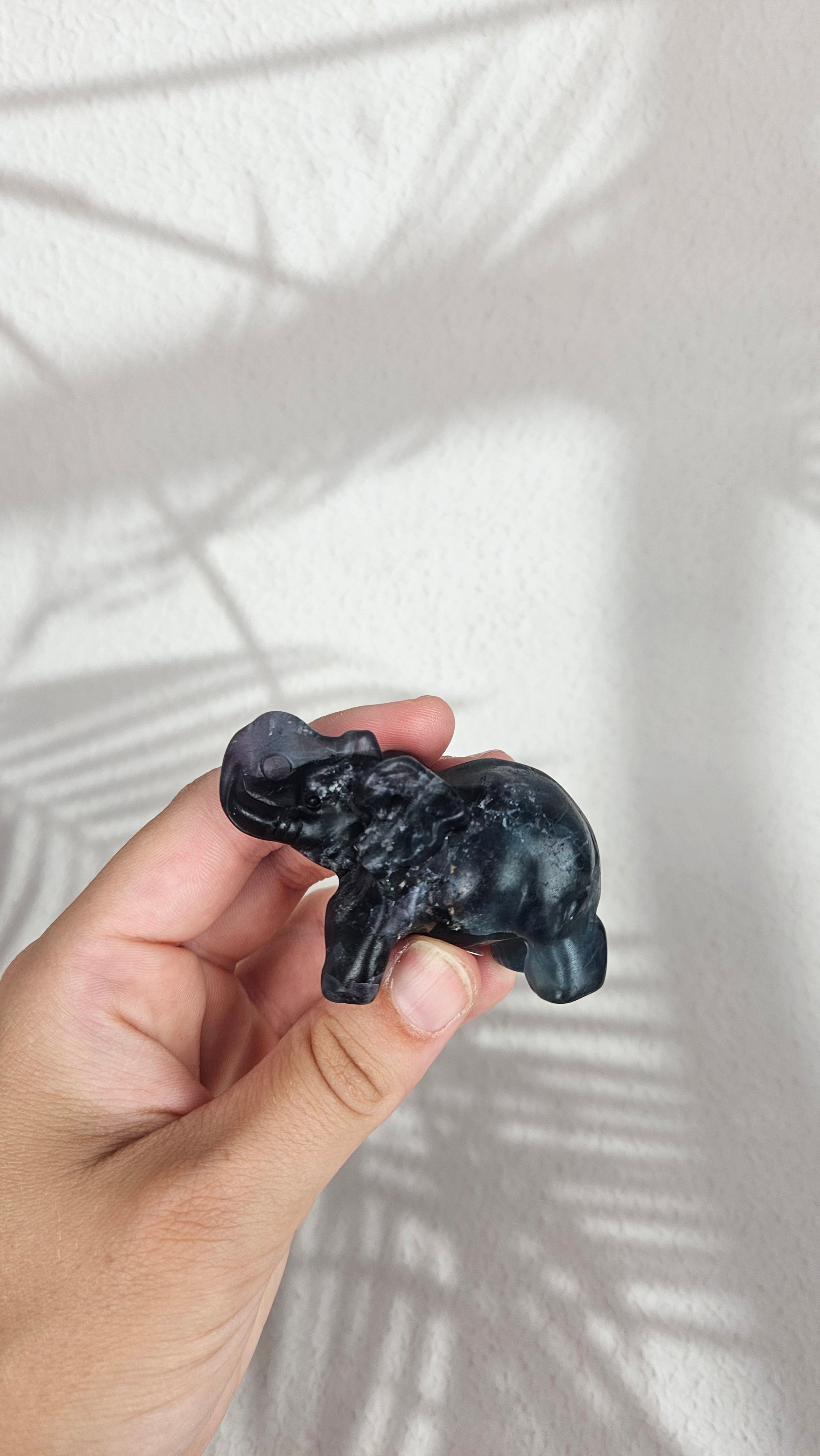 Fluorit Elefant in Grün/Lila/Blau (19flf)