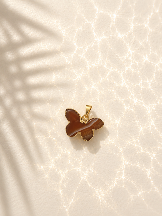 Achat Schmetterling Anhänger in Gold (19ovh)